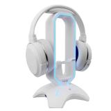 Tilted Nation Gaming Headphone Stand | RGB Headset Stand White | Headset Holder for Desk with Mouse Bungee and USB Hub | The Ultimate Gaming Accessories for Gamers for PS5, Xbox, PC - White.  HEADPHON