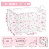 4 Pcs Coqutte Pink Bow Storage Baskets Cute Preppy Pink Hamper Storage Bins Foldable Laundry Baskets with Handle Collapsible Organizer for Home Bathroom, Offices, Bedrooms - Retail: $25