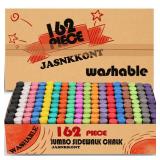162 Pack 18 Colors Washable Sidewalk Chalk Set, Non-Toxic Jumbo Chalk for Outdoor Art Play, Paint on Playground, School Classroom Chalkboard, Office Blackboard, Outside Toys Gift For Kid and Adult. AL