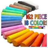 162 Pack 18 Colors Washable Sidewalk Chalk Set, Non-Toxic Jumbo Chalk for Outdoor Art Play, Paint on Playground, School Classroom Chalkboard, Office Blackboard, Outside Toys Gift For Kid and Adult. AL