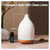 Oil Diffuser, 150ML Ceramic Diffuser for Essential Oils Handcrafted Aromatherapy Diffuser Ultrasonic Cool Mist Humidifier with 2 Mist Modes Waterless Auto Off for Room Office, White (oil not included)