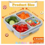6 Pack Snack Containers, 4 Compartment Snack Box Containers Bento Box, Reusable Meal Prep Lunch Containers for Adults Kids Toddler, Divided Food Containers for Travel Work School