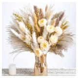 Boho Decor Bouquet - Artificial Flowers and Pampas Grass Decor kit,Mix Dried Flower Arrangement Bunny Tail Home Table Rustic Farmhouse Bedroom Decor - Retail: $16