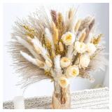 Boho Decor Bouquet - Artificial Flowers and Pampas Grass Decor kit,Mix Dried Flower Arrangement Bunny Tail Home Table Rustic Farmhouse Bedroom Decor - Retail: $16