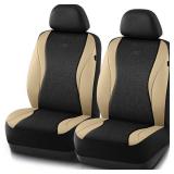 Skechers Car Seat Covers, Leather Seat Covers with GOGA Mat Technology, Waterproof Car Seat Covers Front Seats, Airbag Compatible, Comfort Universal Fit for Most Cars, Vans, Trucks, SUVs, Beige - Reta