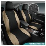 Skechers Car Seat Covers, Leather Seat Covers with GOGA Mat Technology, Waterproof Car Seat Covers Front Seats, Airbag Compatible, Comfort Universal Fit for Most Cars, Vans, Trucks, SUVs, Beige - Reta