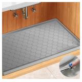 Silicone Under Sink Mat 22 x 19", Kitchen Essentials and Gadgets, Shelf liner and Cabinet Protector, Home Organizers and Storage, Waterproof Bathroom Tray - Retail: $29"