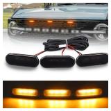 LED Grill Lights for Ford Bronco 2021 2022 2023 2024 2025 2/4-Door Badlands Wildtrak Everglades, Smoked Black OEM Grille Lamps Kit Bronco Accessories(3 PCS)