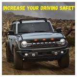 LED Grill Lights for Ford Bronco 2021 2022 2023 2024 2025 2/4-Door Badlands Wildtrak Everglades, Smoked Black OEM Grille Lamps Kit Bronco Accessories(3 PCS)