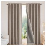 Blackout Curtains for Bedroom - Nature Linen 84 Inch Long 100% Light Blocking 2 Panels Set, Rod Pocket & Back Tabs Living Room Drapes, Thermal Insulated Room Darkening Window Curtains - Retail: $24