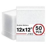 50 Pack Bubble Mailers 12x12 Thick Padded Envelopes Large Mailing Envelopes Clear Bubble Padded Cushioning Mailers Bubble Bags for Packaging Small Business - Retail: $30"