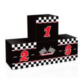 4 Pcs Large Racing Car Birthday Party Decorations Race Car Boxes Black White Checkered Cardboard Goodie Boxes Podium Treat Boxes Centerpiece 11.8 Inch for Car Baby Shower Party Supplies Outdoor Decor 