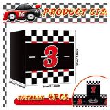4 Pcs Large Racing Car Birthday Party Decorations Race Car Boxes Black White Checkered Cardboard Goodie Boxes Podium Treat Boxes Centerpiece 11.8 Inch for Car Baby Shower Party Supplies Outdoor Decor 
