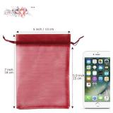 100pcs Organza Bags Burgundy Red, 5x7 inch Mesh Drawstring Gift Bags Jewelry Pouches for Christmas Candy Party Favor - Retail: $10