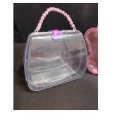 Clear and Pink Plastic Butterfly Purse with Pearl Handle