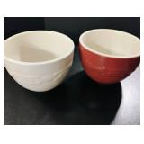 Longaberger Pottery Woven Traditions Small Bowls Ivory/Burgundy