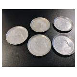 Vintage Japanese Crane Coasters 5 Hammered Aluminum