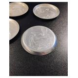 Vintage Japanese Crane Coasters 5 Hammered Aluminum