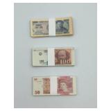 Mini brands Stacks of Dollars, Yen, Frac, and Pounds