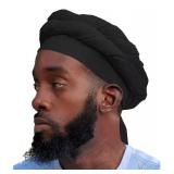 Black Silk Turban Style Head Wrap
