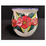 Millena Pottery 6\" Utensil Jar Made in the Pointsettia Paradise Pattern.