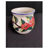 Millena Pottery 6\" Utensil Jar Made in the Pointsettia Paradise Pattern.
