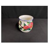 Millena Pottery 6\" Utensil Jar Made in the Pointsettia Paradise Pattern.