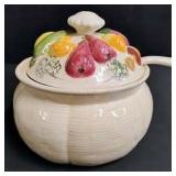 Ceramic Soup Serving Bowl with cover and Ladle