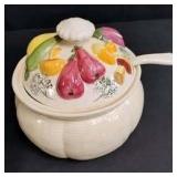 Ceramic Soup Serving Bowl with cover and Ladle