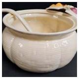 Ceramic Soup Serving Bowl with cover and Ladle