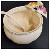Ceramic Soup Serving Bowl with cover and Ladle