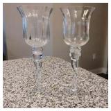 Two Tall Glass Candle Holders