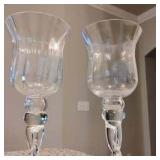 Two Tall Glass Candle Holders
