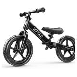 SEREED Toddler Balance Bike 2 Year Old, No Pedal Kids Toy Bike for 2-5 Years Old, Tool-Free Adjustment, Gift for 2-3 Girls, Customize Plate with 3pcs Stickers (Black)