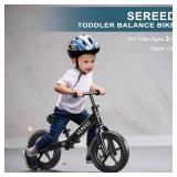 SEREED Toddler Balance Bike 2 Year Old, No Pedal Kids Toy Bike for 2-5 Years Old, Tool-Free Adjustment, Gift for 2-3 Girls, Customize Plate with 3pcs Stickers (Black)