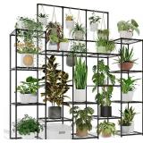 Metal Plant Stand Outdoor 63" Tall Plant Shelf for Plants 14-Tier Large Plant Sheves for Indoor Plants Living Room Heavy Duty Rack Garden Balcony Patio Hanging Planter