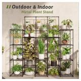 Metal Plant Stand Outdoor 63" Tall Plant Shelf for Plants 14-Tier Large Plant Sheves for Indoor Plants Living Room Heavy Duty Rack Garden Balcony Patio Hanging Planter