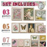 LANCHI95 15 Pcs FRAMED Eclectic Wall Decor, Colorful Eclectic Decor, Colorful Art, Girls Room, Vintage Wall Art Prints, Moody Maximalist Bedroom Decorations