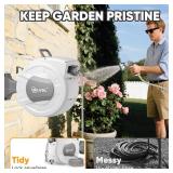 SILVEL Retractable Garden Hose Reel, 1/2 in x 100ft Wall Mount Heavy Duty Automatic Hose Reel with 10 Pattern Nozzle, Any Length Lock & Slow Return System, 180 Swivel Bracket Upgraded UV Resistant