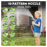 SILVEL Retractable Garden Hose Reel, 1/2 in x 100ft Wall Mount Heavy Duty Automatic Hose Reel with 10 Pattern Nozzle, Any Length Lock & Slow Return System, 180 Swivel Bracket Upgraded UV Resistant