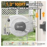 SILVEL Retractable Garden Hose Reel, 1/2 in x 100ft Wall Mount Heavy Duty Automatic Hose Reel with 10 Pattern Nozzle, Any Length Lock & Slow Return System, 180 Swivel Bracket Upgraded UV Resistant