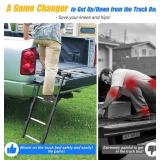 Tailgate Ladder for Pickup Trucks- Heavy Duty Foldable Rear Ladder Anti-Slip Steps, Adjustable Height Universal Fit Truck Accessories for Ram Ford Chevy GMC, Easy Installation with 4 Screw Options