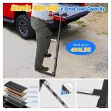 Tailgate Ladder for Pickup Trucks- Heavy Duty Foldable Rear Ladder Anti-Slip Steps, Adjustable Height Universal Fit Truck Accessories for Ram Ford Chevy GMC, Easy Installation with 4 Screw Options