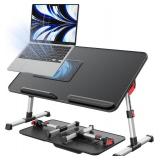 Laptop Desk for Bed with Cooling Fan, SAIJI Height & Angle Adjustable Laptop Stand for Bed, Lap Desk Tray Table, Lightweight Foldable Portable Computer Table for Couch Sofa Chair Floor Desk (Black)