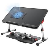 Laptop Desk for Bed with Cooling Fan, SAIJI Height & Angle Adjustable Laptop Stand for Bed, Lap Desk Tray Table, Lightweight Foldable Portable Computer Table for Couch Sofa Chair Floor Desk (Black)