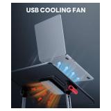 Laptop Desk for Bed with Cooling Fan, SAIJI Height & Angle Adjustable Laptop Stand for Bed, Lap Desk Tray Table, Lightweight Foldable Portable Computer Table for Couch Sofa Chair Floor Desk (Black)