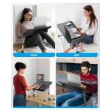 Laptop Desk for Bed with Cooling Fan, SAIJI Height & Angle Adjustable Laptop Stand for Bed, Lap Desk Tray Table, Lightweight Foldable Portable Computer Table for Couch Sofa Chair Floor Desk (Black)