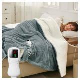 Heated Blanket Full Size Electric Blanket, Faux Fur Heat Blanket, Super Soft Cozy Heating Blanket with 9 Heating Levels & 1-9 Hours Auto Off, Fast Heating & Overheat Protection, 72" x 84", Gray
