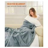 Heated Blanket Full Size Electric Blanket, Faux Fur Heat Blanket, Super Soft Cozy Heating Blanket with 9 Heating Levels & 1-9 Hours Auto Off, Fast Heating & Overheat Protection, 72" x 84", Gray