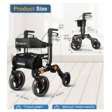 Retails for $123! Rollator Walker with Seat for Seniors   Foldable Lightweight 19.58 lbs, 10 Inch Airless Tires, Adjustable Hand Brakes, Heavy Duty Aluminum Frame, Portable Mobility Aid for Indoor Out